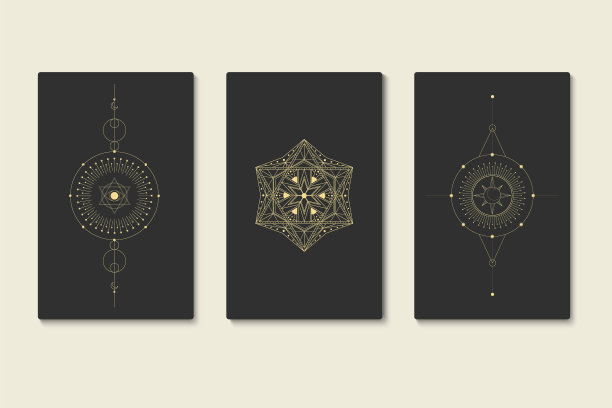 股票向量插画向量魔术水晶和手黄金标志精神指引塔罗牌阅读器设计。向量EPS10-2图片下载