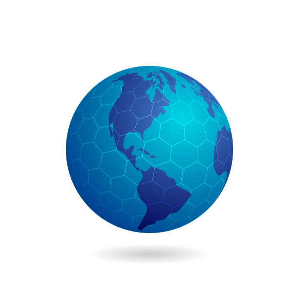 有六边形网格的地球仪图片下载