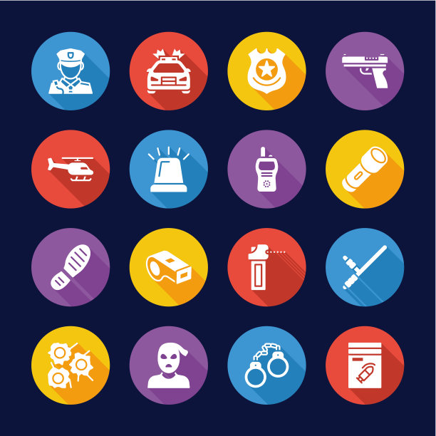 警察图标平面设计圈集合图片下载