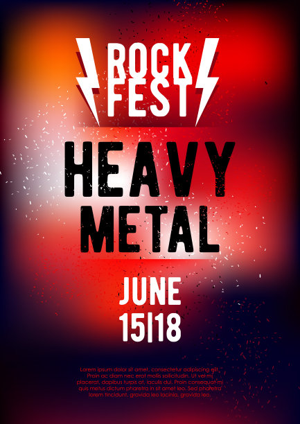 垂直重金属音乐背景与颜色图形元素和文本。图片下载