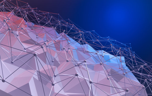 抽象蓝色背景从三角形与网格- 3d插图-渲染图片下载