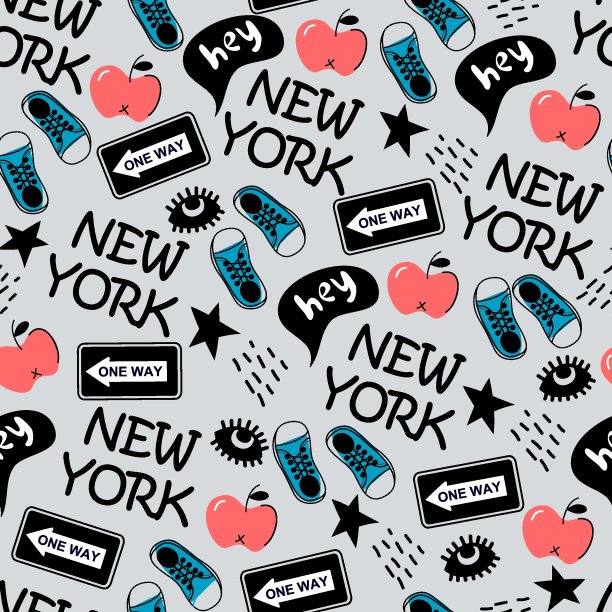 纽约时尚矢量无缝模式图片下载