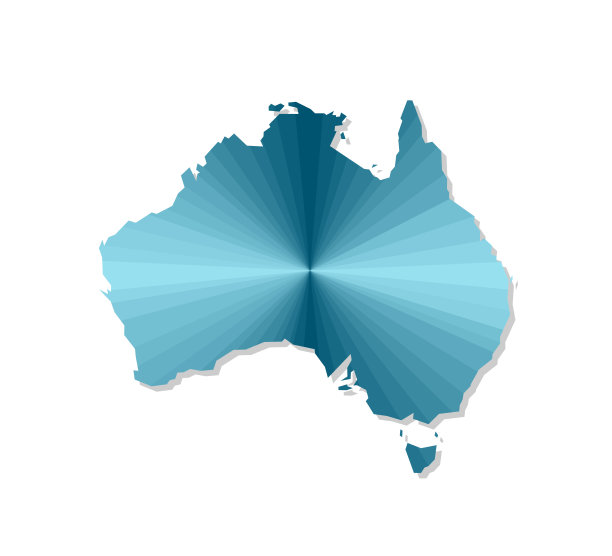 矢量孤立插图图标简化蓝色轮廓澳大利亚地图。多边形的几何风格。白色背景图片下载