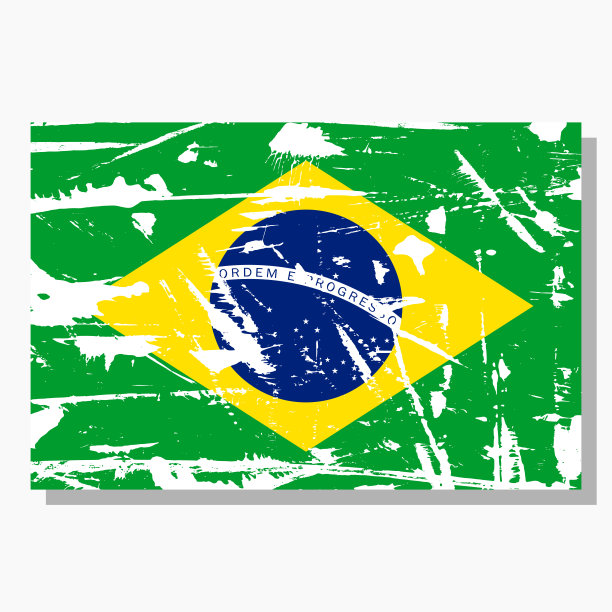 有划痕的巴西国旗，矢量巴西国旗。图片下载