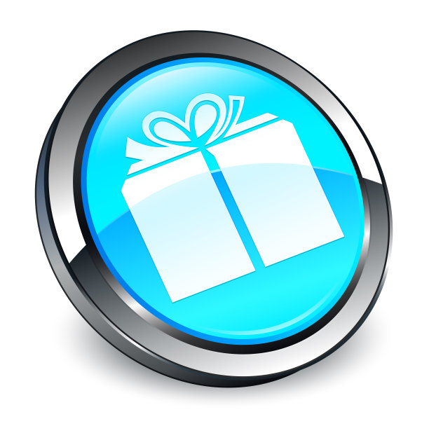 礼盒图标3d青蓝圆形按钮图片下载