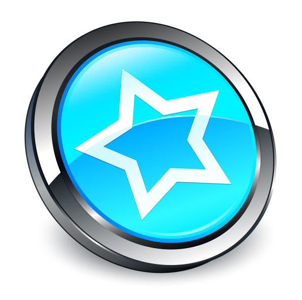 星形图标3d青蓝圆形按钮图片下载