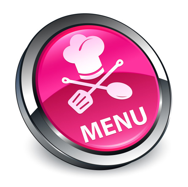 菜单(餐厅图标)3d粉色圆形按钮图片下载