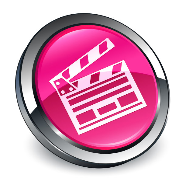 电影剪辑图标3d粉色圆形按钮图片下载