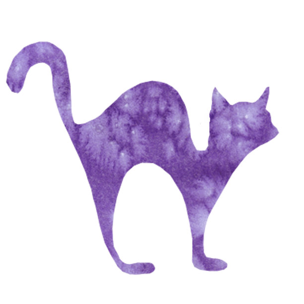 彩色剪影的猫，影子在万圣节之夜。图片下载