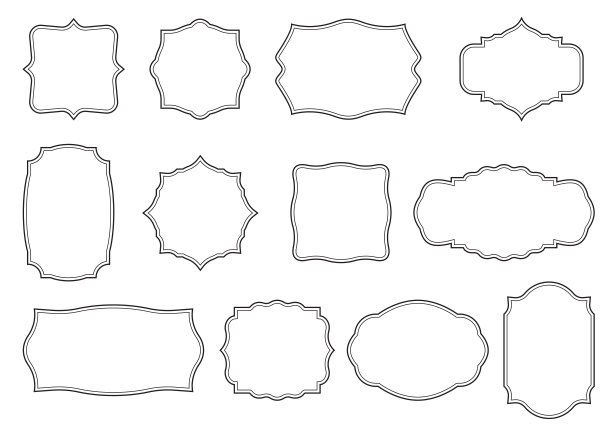 的框架集。复古的边境集合。标签设计的边框。矢量插图。图片下载