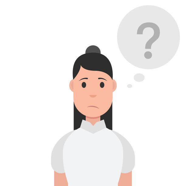 带着问号的女人在想泡泡。矢量插图。图片下载