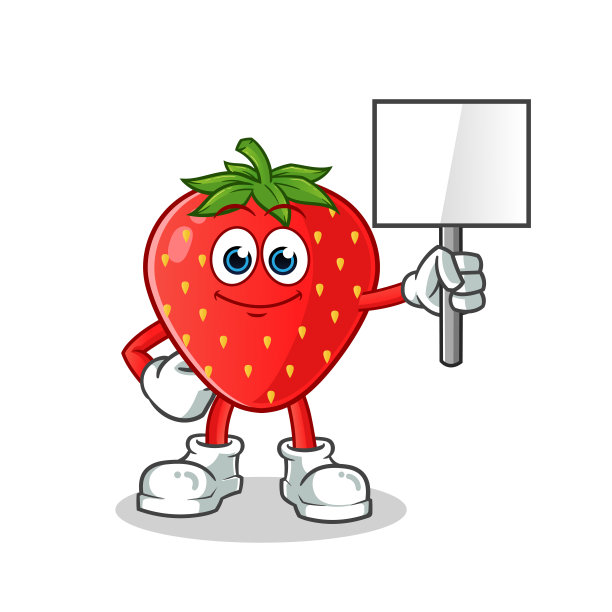 草莓公告板吉祥物矢量卡通插图图片下载