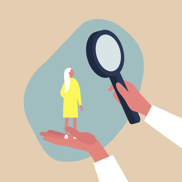 寻找员工，人力资源管理的隐喻——女性性格在放大镜下放大素材图片