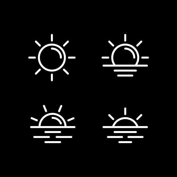 太阳图标集合。矢量插图。行风格。夏天的表情符号图片下载