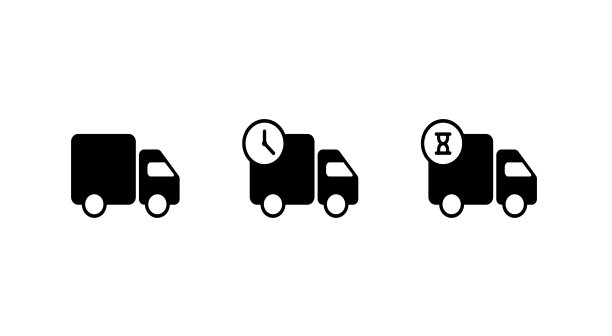快速运输配送卡车：图标设计，用于APP和网站的矢量插画图片下载