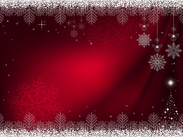 圣诞暗红色背景与华丽的雪花上的吊坠图片下载