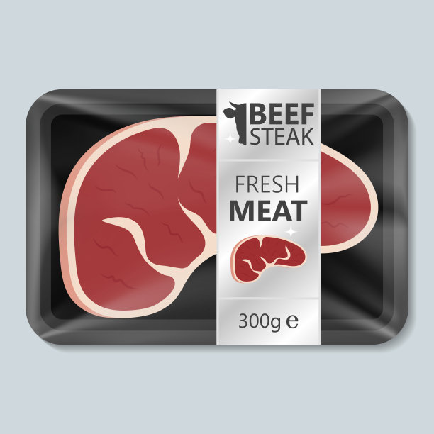 牛肉牛排鲜肉包装插图矢量图片下载