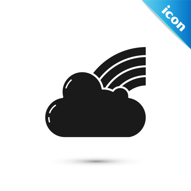 黑色彩虹与云图标孤立的白色背景。矢量图图片下载