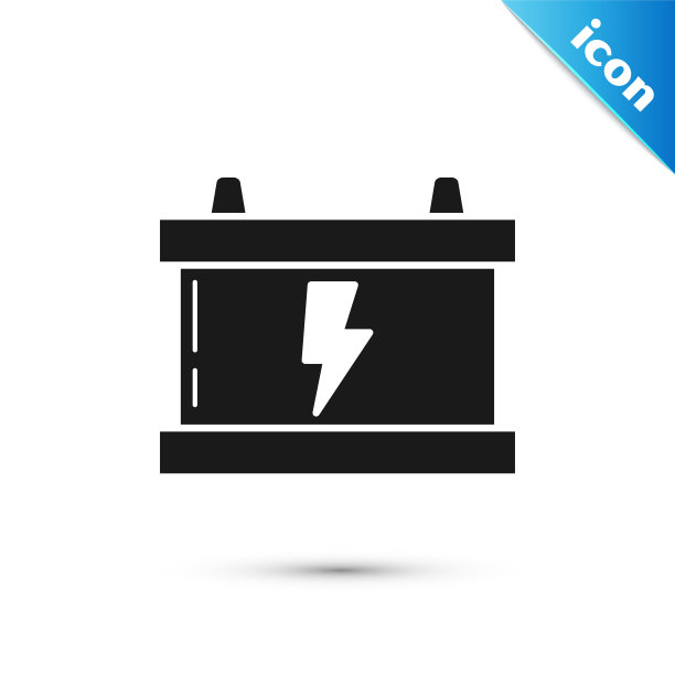 黑色汽车电池图标孤立在白色背景。蓄能器蓄电池能量动力和电能蓄能器蓄电池。闪电。矢量图图片下载