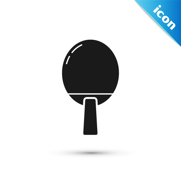 黑色球拍打乒乓球图标孤立在白色背景。矢量图图片下载