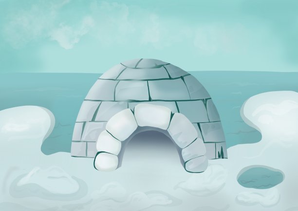 带有冰屋的冰山插图图片下载