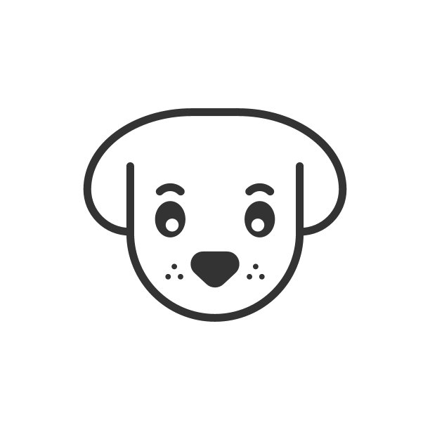 狗头图标在平面风格。可爱的宠物矢量插图在白色孤立的背景。动物的经营理念。图片下载