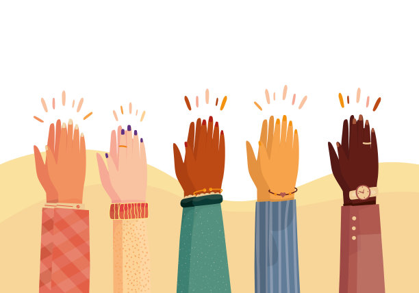 现代矢量插图的国际人类的手鼓掌。热烈庆祝掌声图片下载