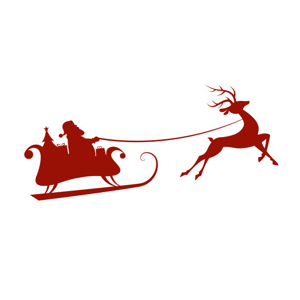 现代矢量插图的圣诞老人和鹿。明信片和旗帜。在白色背景上隔离图片下载