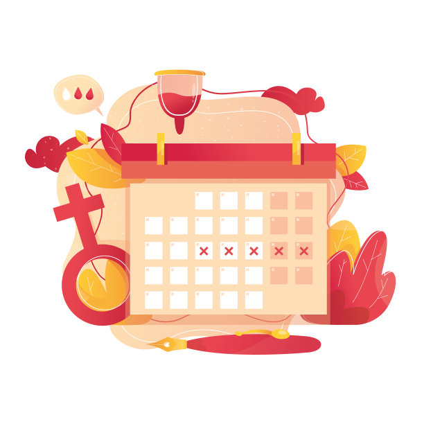 现代矢量插图的经期日历。妇女卫生的概念。月经周期和生育控制。象征着女性的亲密舒适。图片下载
