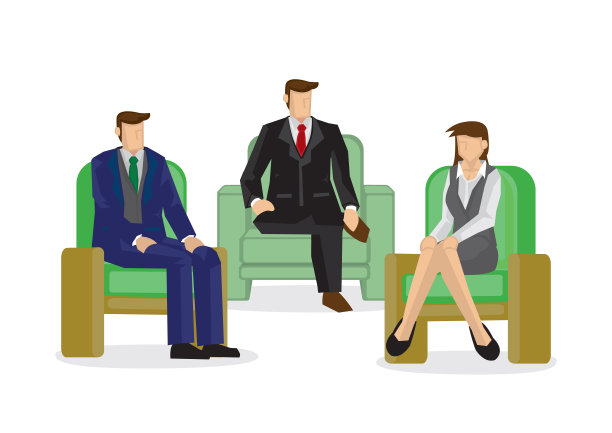 商人与同事坐在一起聊天。团队精神或企业文化。图片下载