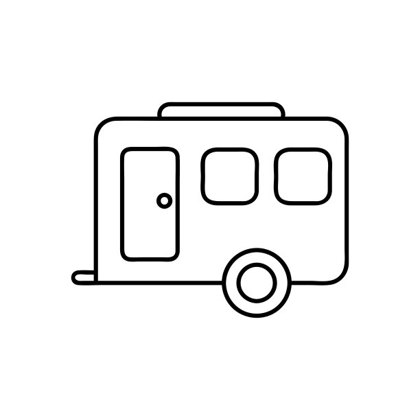 商队平图标。单一高质量的轮廓符号休闲网页设计或移动应用程序。细线标志的caravans设计标志，访问卡等。图片下载