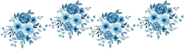 全景冬季花束，单色蓝花装饰孤立在白色上图片下载