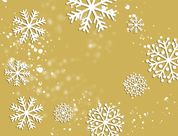 雪花在金色背景为冬季与文本空间。摘要背景，贺卡为圣诞节和冬季节日。图片下载
