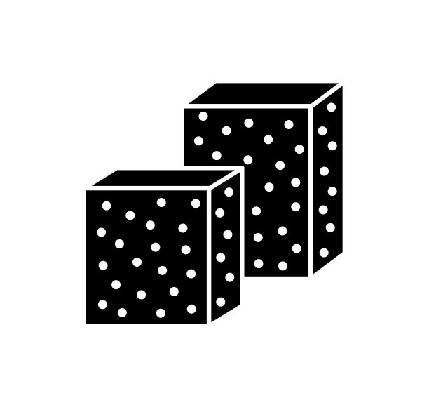 砂纸海绵平面图标。黑白砂纸插图。带有纹理的玻璃纸块图片下载