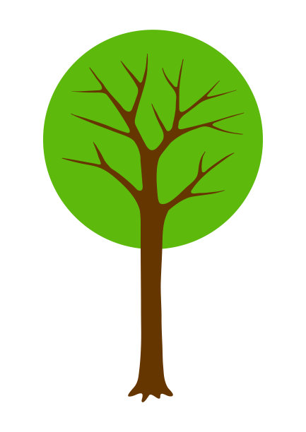 春天或夏天风格化的树与绿色的叶子。图片下载