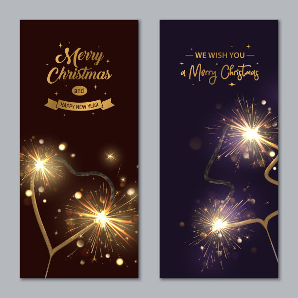 圣诞快乐的旗帜与火花心和圣诞树。孟加拉灯新年快乐插图。图片下载