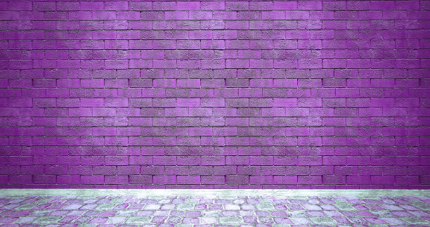 紫色砖墙，木地板-舞台灯图片下载