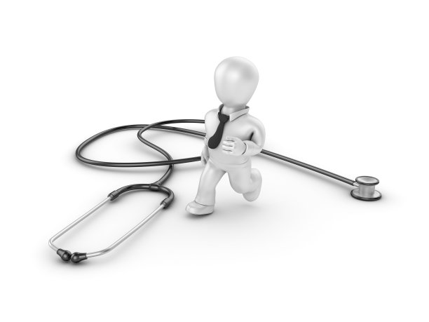 听诊器与业务字符运行- 3D渲染图片下载