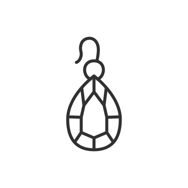 与宝石耳环。线条与可编辑的笔触图片下载