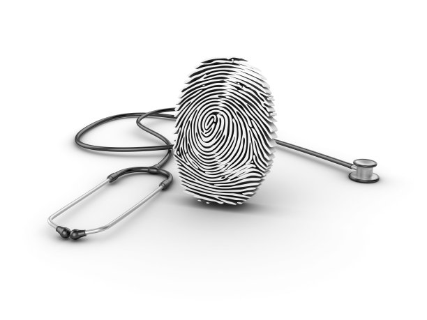 听诊器与指纹- 3D渲染图片下载