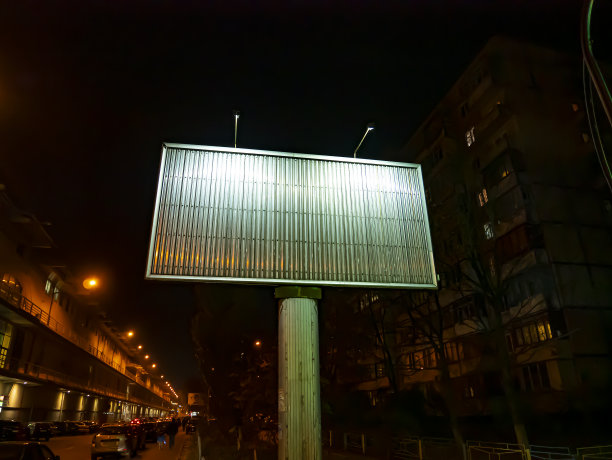 在夜晚的城市里有灯的广告牌。图片下载