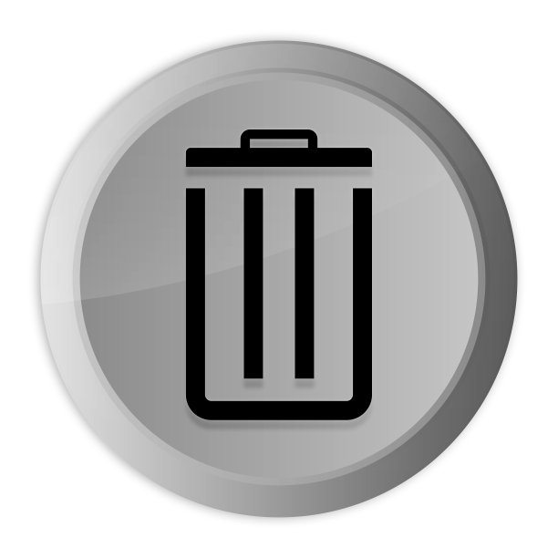Bin icon金属银色圆形按钮金属圆形设计孤立在白色背景上黑白概念插图图片下载