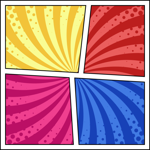 漫画页模板与不同的背景。波普艺术风格素材图片