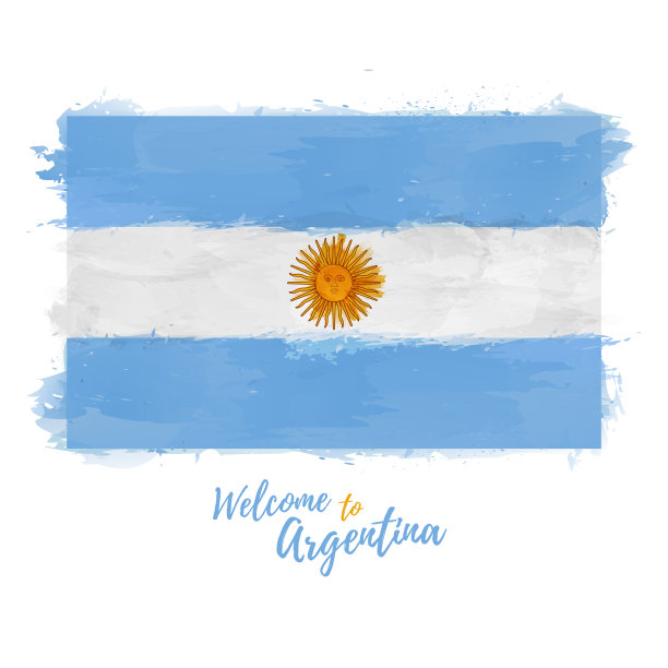 欢迎来到阿根廷横幅。阿根廷国旗水彩画风格设计。符号和符号。矢量图图片下载