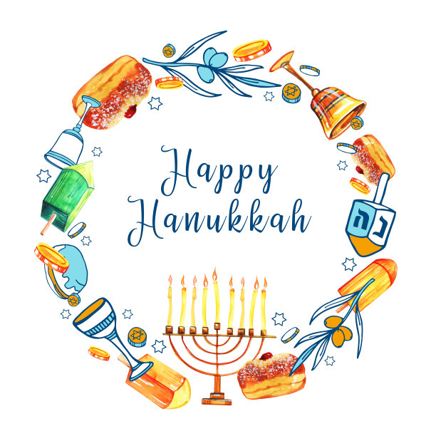 光明节传统物品圆形边框设计模板图片下载