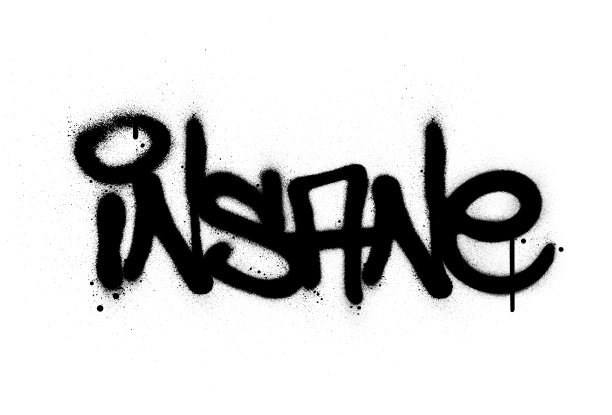 用黑色喷在白色上的疯狂文字图片下载