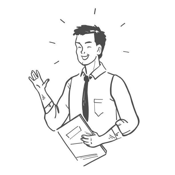 年轻微笑的商人与文件的肖像，顾问和经理孤立在白色的背景。图片下载