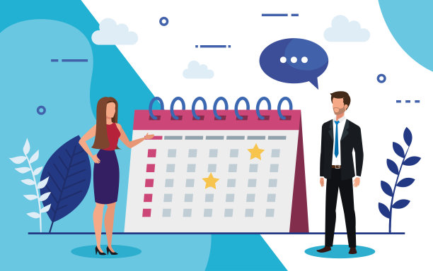 商业夫妇日历和演讲泡泡图片下载