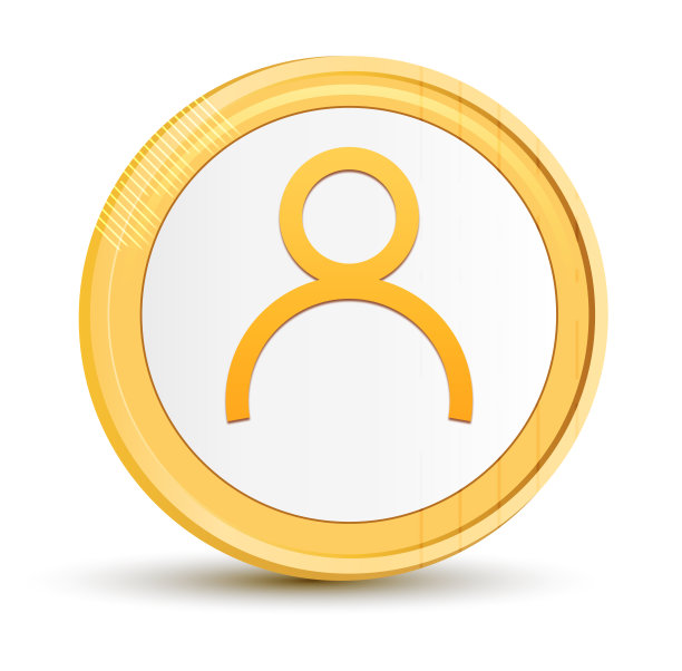 人图标黄金圆形按钮金币闪亮框架豪华概念抽象插图孤立在白色背景图片下载