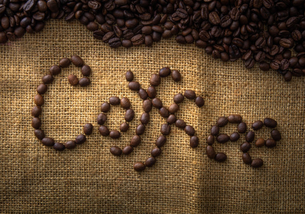 麻袋上的咖啡豆，笔迹图片下载